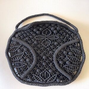 Anthropologie Bag Made on Earth for David & Scotti Macramé Knotted Braided Black